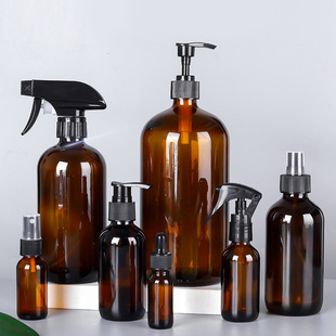 Brown Boston Light-Shielding Glass Bottle Essential Oil Empty Bottle Alcohol Spray Empty Bottle Lotion Glass Bottle Seal