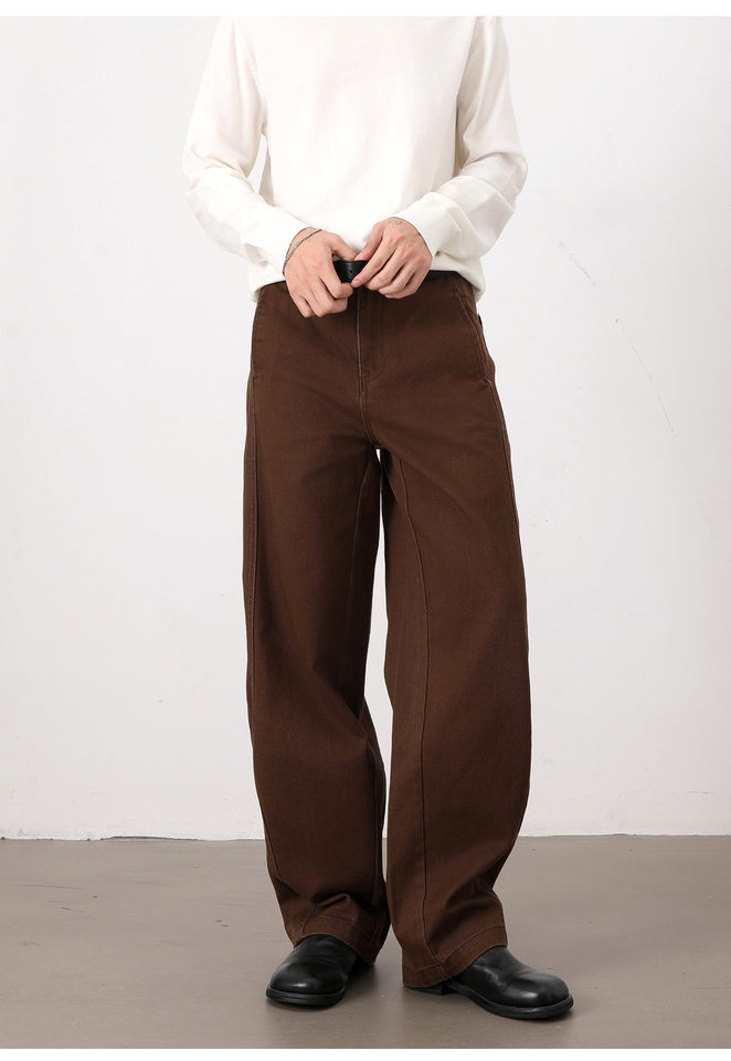 Quần jeans nam ống đứng dáng rộng phong cách Mỹ retro cơ bản — Màu be, Màu kaki, Màu nâu cà phê, màu đen chi tiết 8
