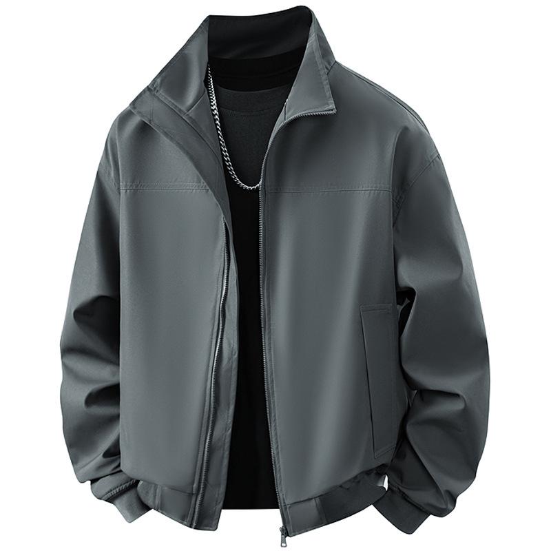 Tres chaquetas de entrenador de defensa transfronterizas estadounidenses de primavera y otoño de cuello vertical piloto duro chaqueta de béisbol corta abrigo suelto