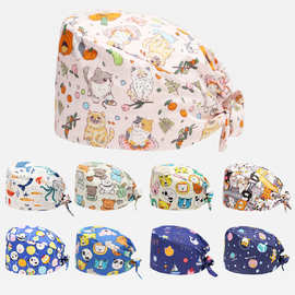 手术帽护士帽女调节扣不压头发纯棉帽美容整形师工作帽男圆顶医护