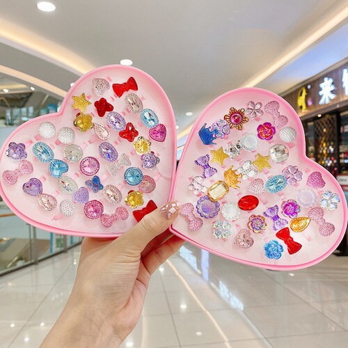 Children's Ring Girls Frozen Jewelry Set Princess Diamond Cartoon Cute Elsa Kids Water Diamond Ring