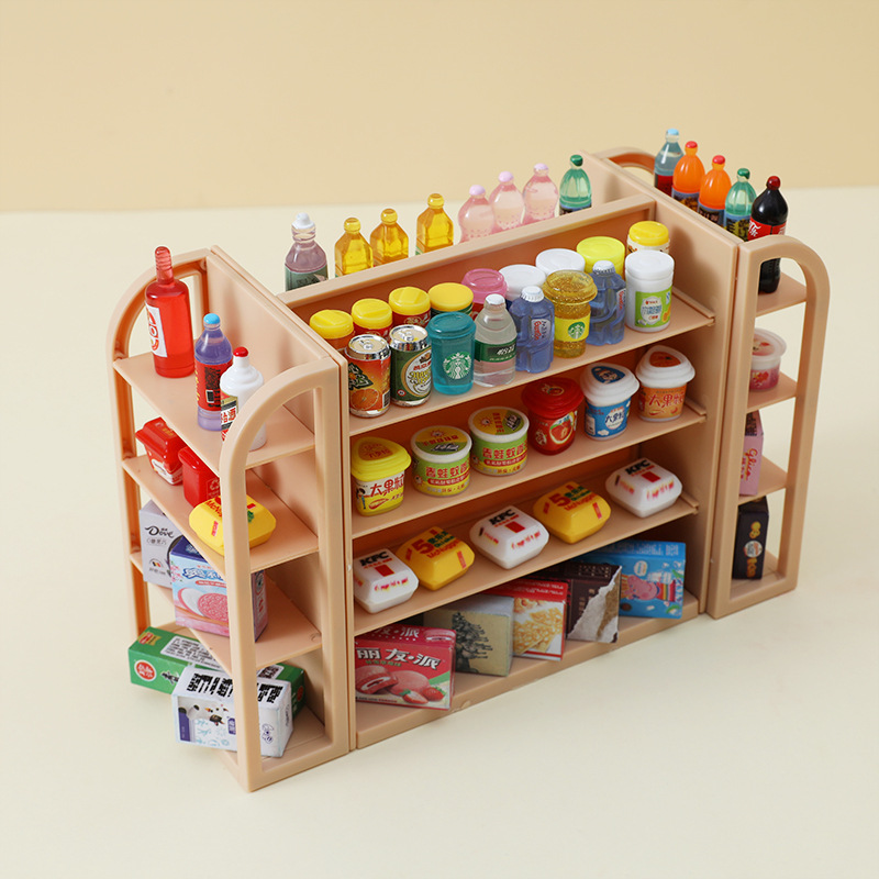 Mini simulación de supermercado estante pequeño para niños juguetes en miniatura comida juguete muñeca estante de exhibición modelo decoración