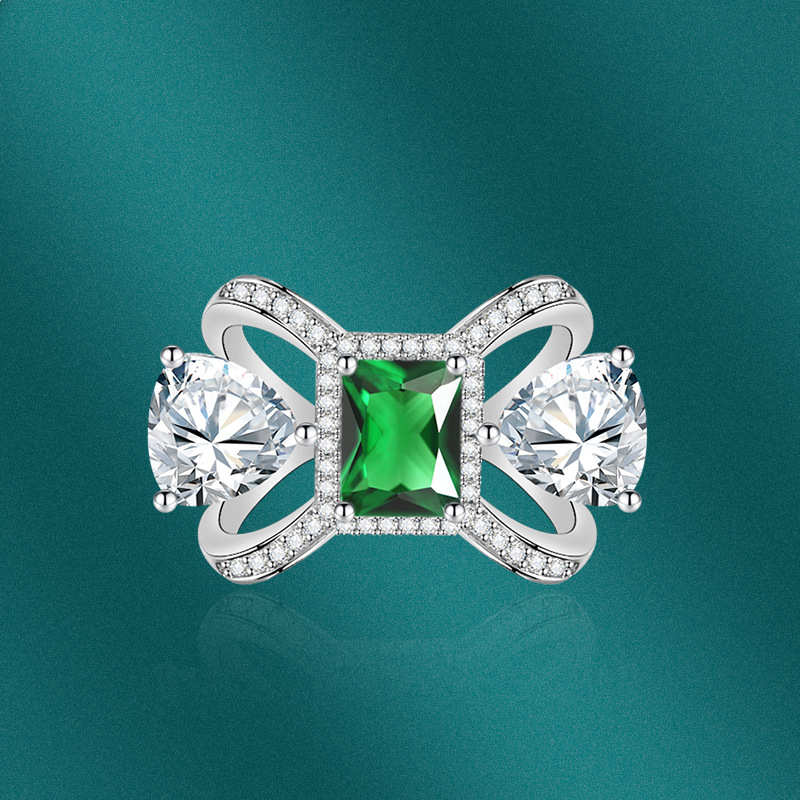 Fashion Bow Knot Copper Plating Zircon Open Ring 1 Piece