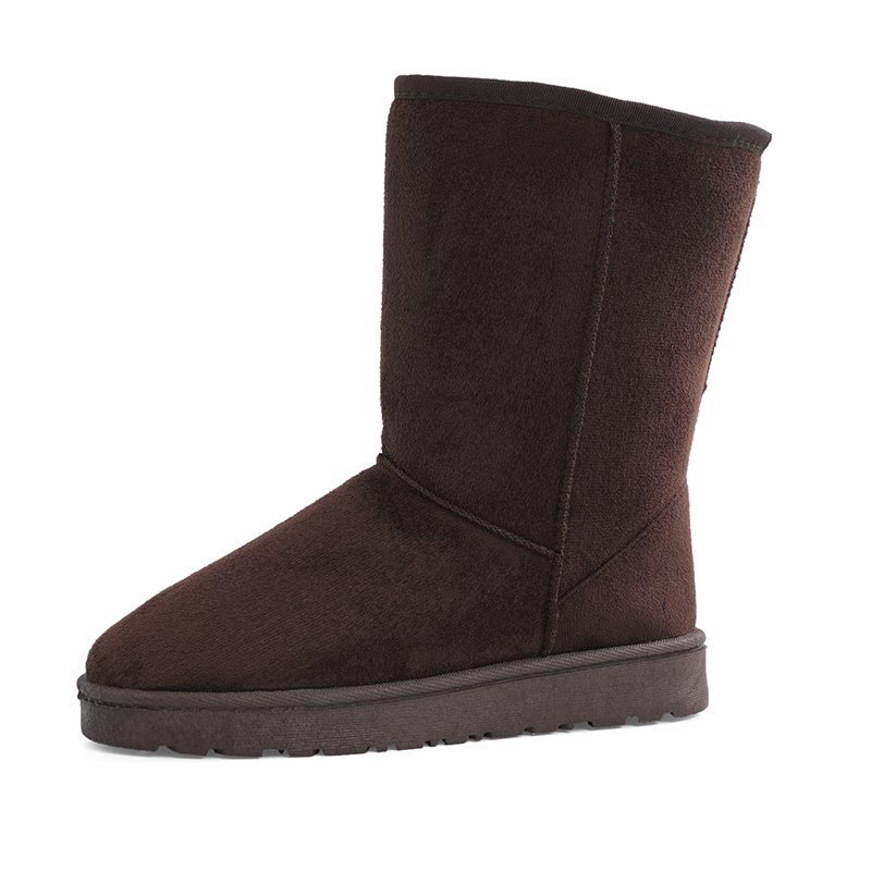 Botas de nieve de Invierno para mujer Nueva punta redonda estilo coreano a media pantorrilla forrada de lana gruesa plataforma cálida botas de algodón casual para estudiantes