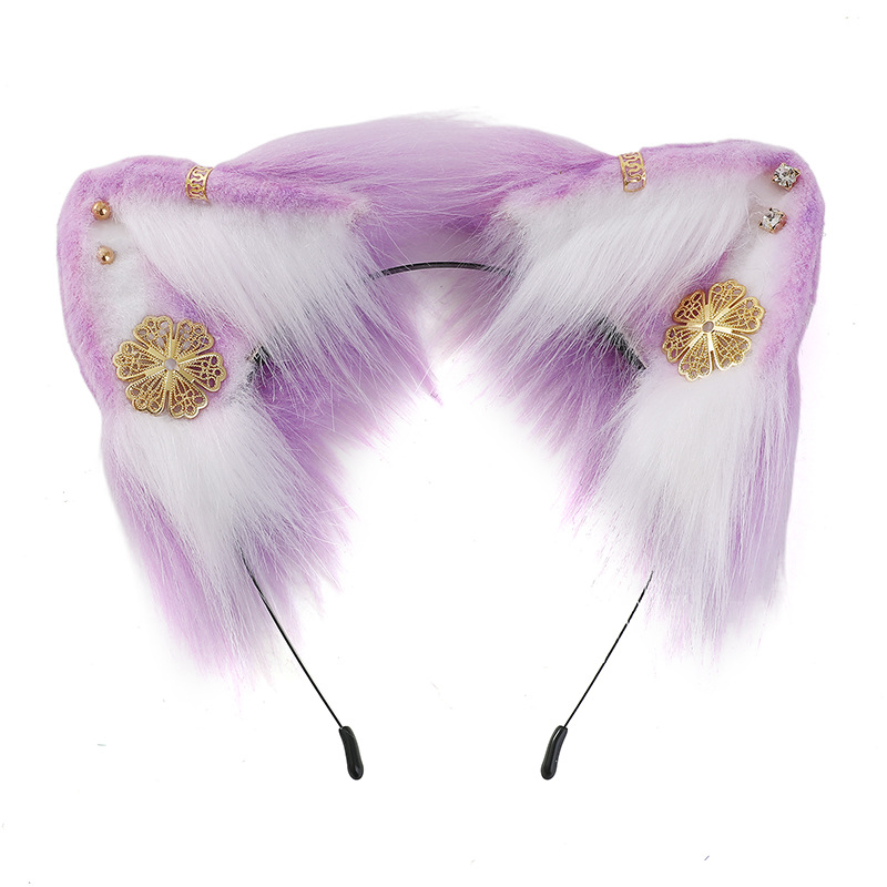 Lolita gótico vampiro rojo Lobo oreja venda cos apoyos oscuro pelo banda tocado horquilla negro oscuro