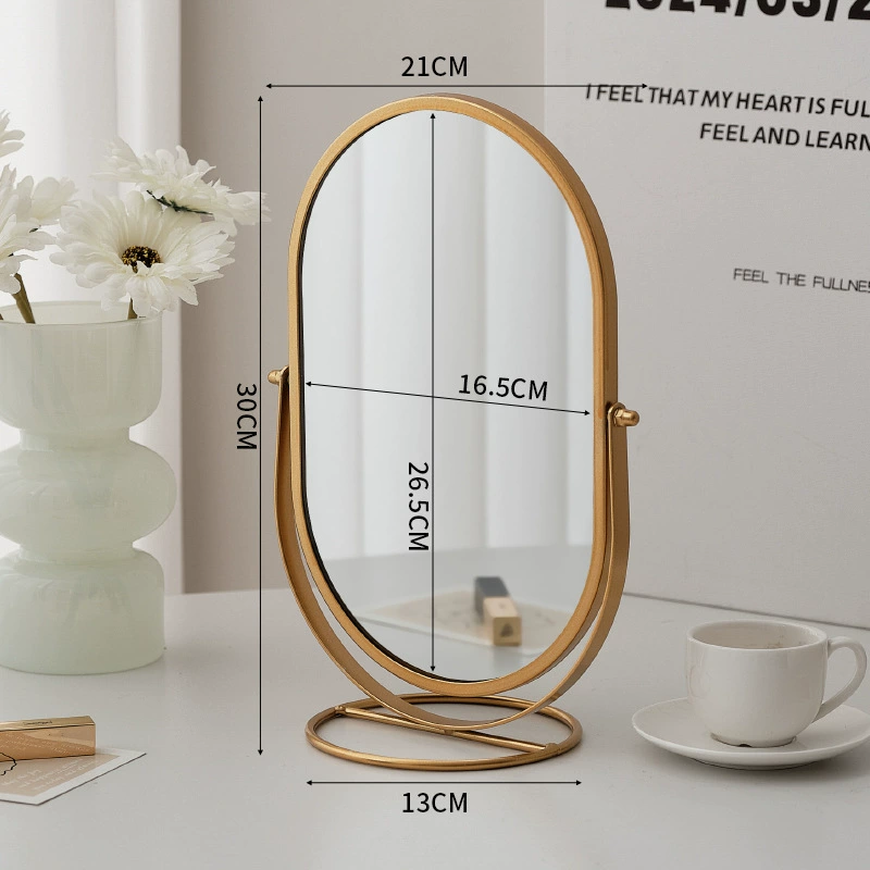 Dressing Table Mirror — Rotatable Oval Desktop Mirror, Silver/Gold/Black, Multiple Sizes
