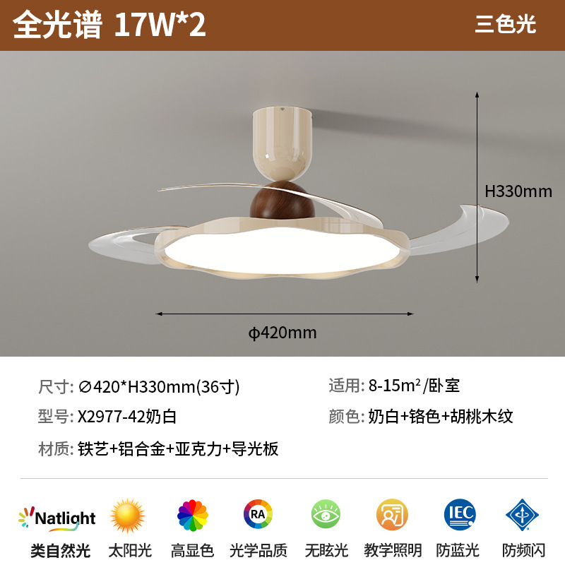 北欧隐形超薄风扇灯客厅吸顶灯餐厅卧室现代简约大气全光谱护眼灯|undefined