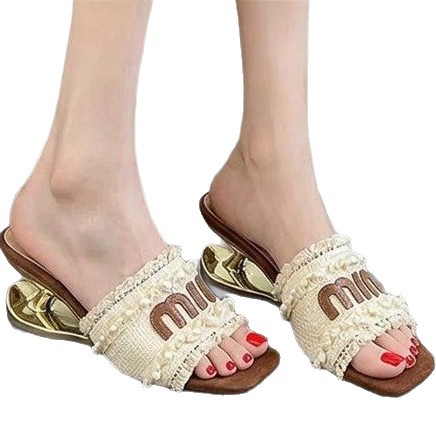Zapatillas de letras de encaje de nicho francés para mujeres de verano 2026 nuevas zapatillas de alto nivel con pendiente de dedo abierto image 5