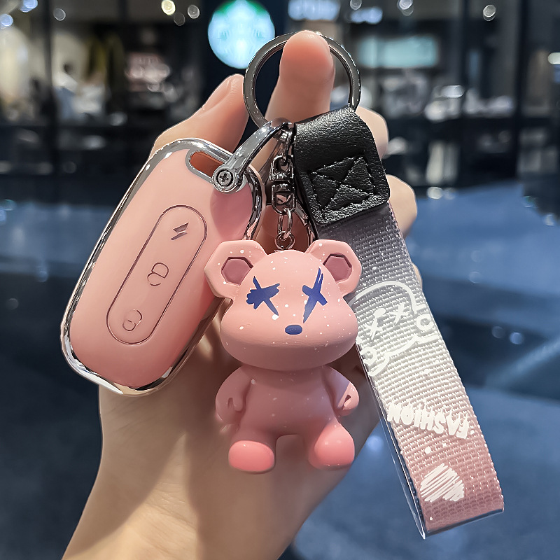 전기 자동차 E [핑크] 싱글 쉘 + 핑크 폭력 곰 펜던트