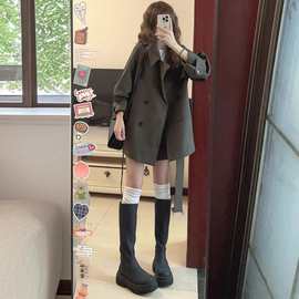 英伦风双排扣中长款风衣女秋装新款小个子宽松显瘦百搭大衣外套