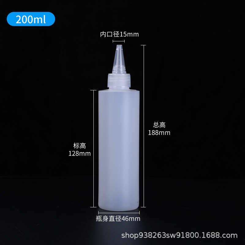 Botella de punta translúcida 10 500ml extrusible con botella de goteo de escala botella de plástico PE botella de tinta botella de pegamento