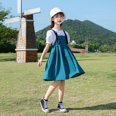 Girls summer Dress suit 2022 new pattern Western style Children's clothing girl fresh summer skirt Two piece set