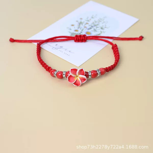 European and American Popular Soft Pottery Flower Bracelet Hand-Woven Flat Knot Bracelet Fashionable Simple Foreign Trade Hand Jewelry Adjustable Wholesale