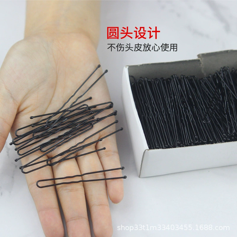 One-line corrugated flat hair clip U-shaped hair clip black bold 500g one pound large packaging hair clip evening wear style