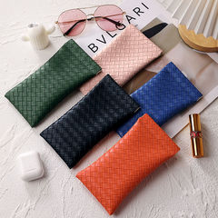 Manufacturer Wholesale Eyeglass Case High-End Instagram Teenage Pressure-Resistant Lightweight Portable Woven Pattern Soft Leather Protective Cover