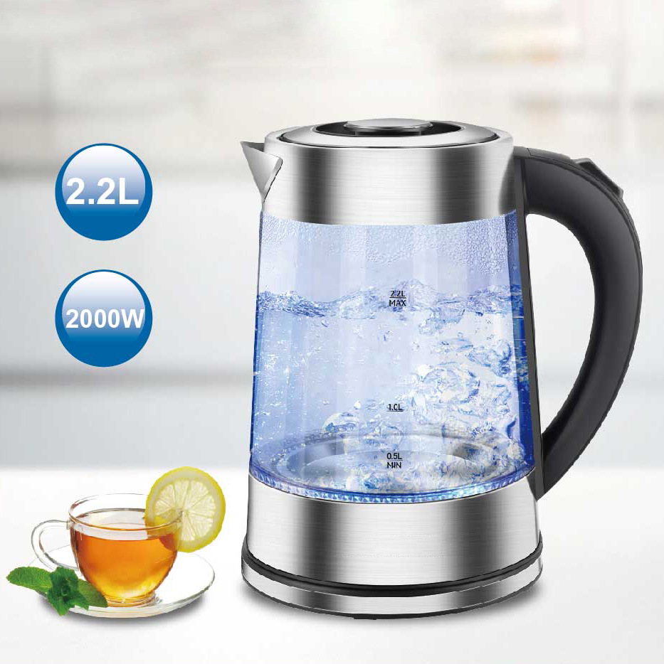 Vidrio aislado Hervidor eléctrico hogar apagado automático de doble capa anti-escaldado de acero inoxidable hervidor de vidrio