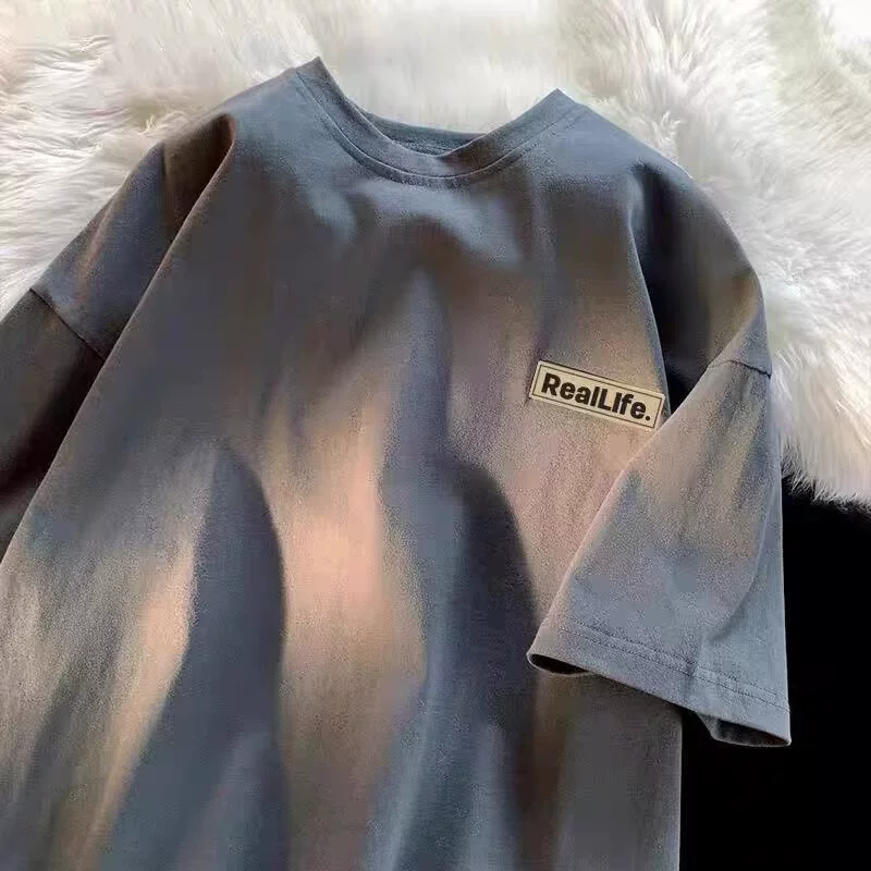 2024 новые футболки с короткими рукавами для мужчин и женщин в американском стиле ретро High Street летом свободные полукрукавы нишу дизайн одежды