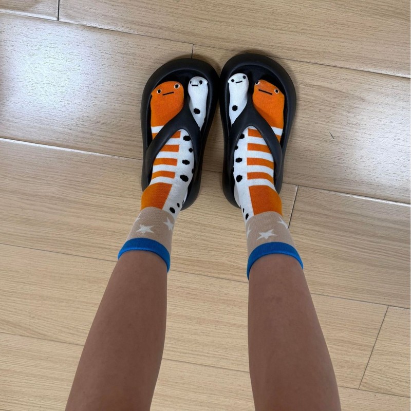 人字拖袜子女夏薄款分趾袜搞怪袜子女夏天二趾袜花园鳗袜子条纹袜|undefined
