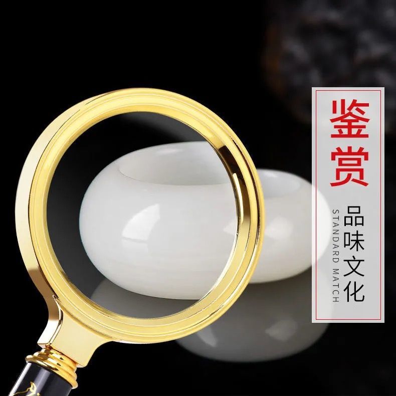 古遊び龍柄老人読書大鏡面大径児童学生ルーペ老人ハンドル拡鏡|undefined