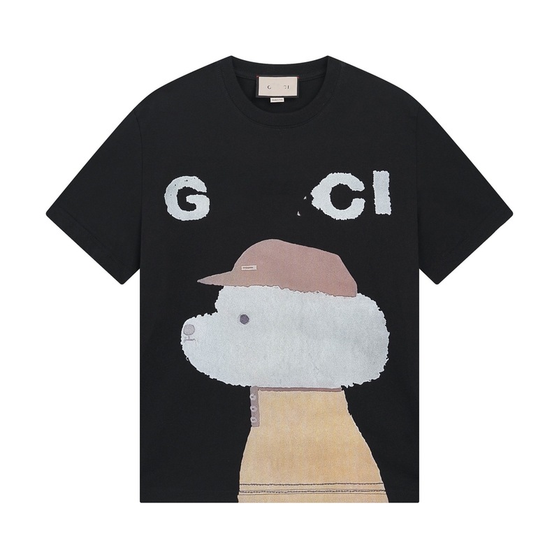 GU GU ハイバージョン クロスボーダー 25SS 新作 子犬 アニマル柄シリーズ プリント 半袖 Tシャツ カップル 万能|undefined