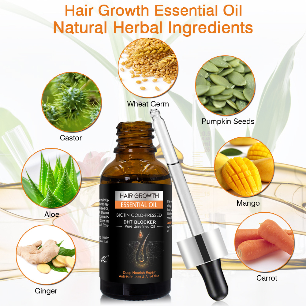 Kit per la crescita dei capelli con scatola di oli essenziali per la cura dei capelli Peimei per il cuoio capelluto allo zenzero_voghion.com