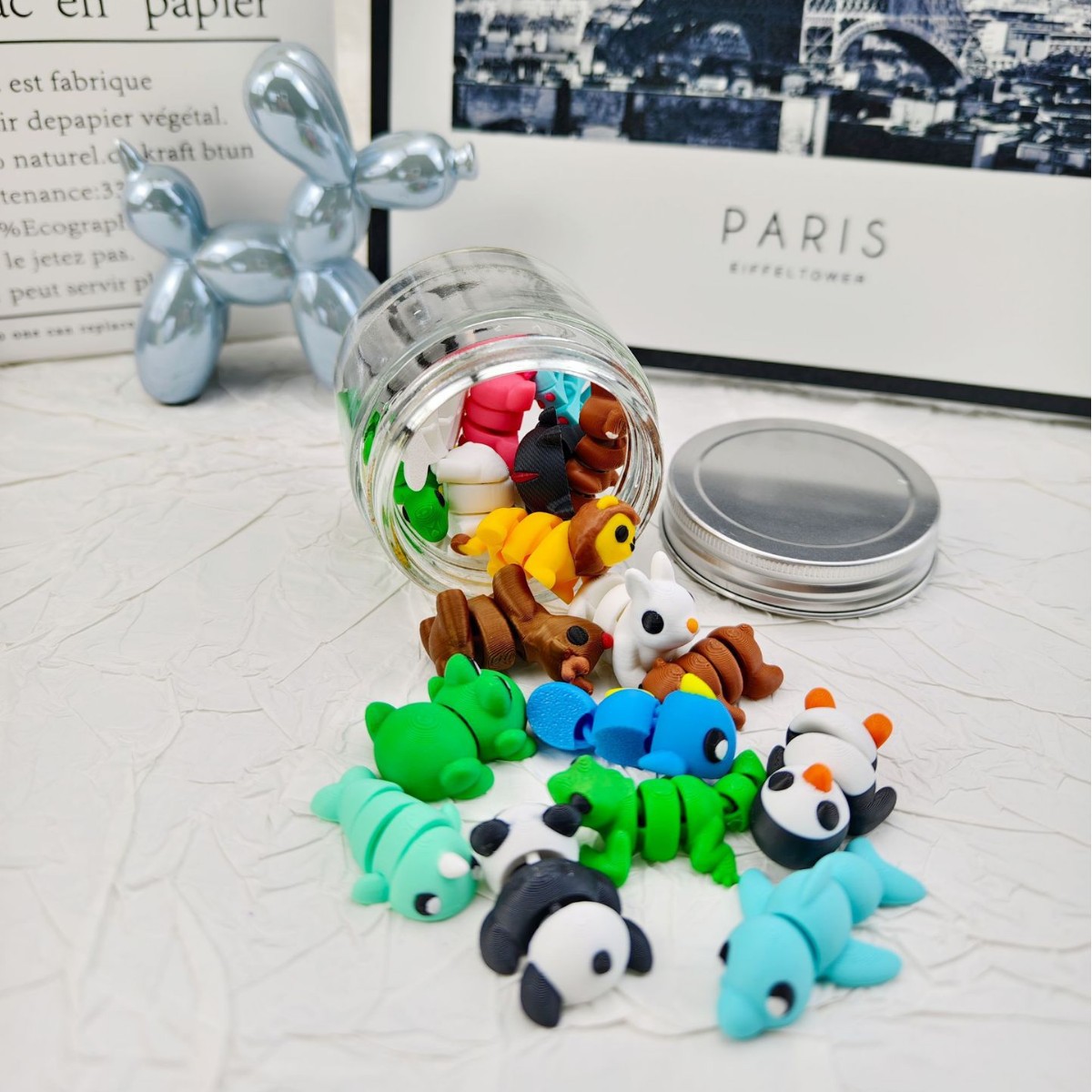 21개 1.0 작은 동물 플라스틱 투명 용기 세트