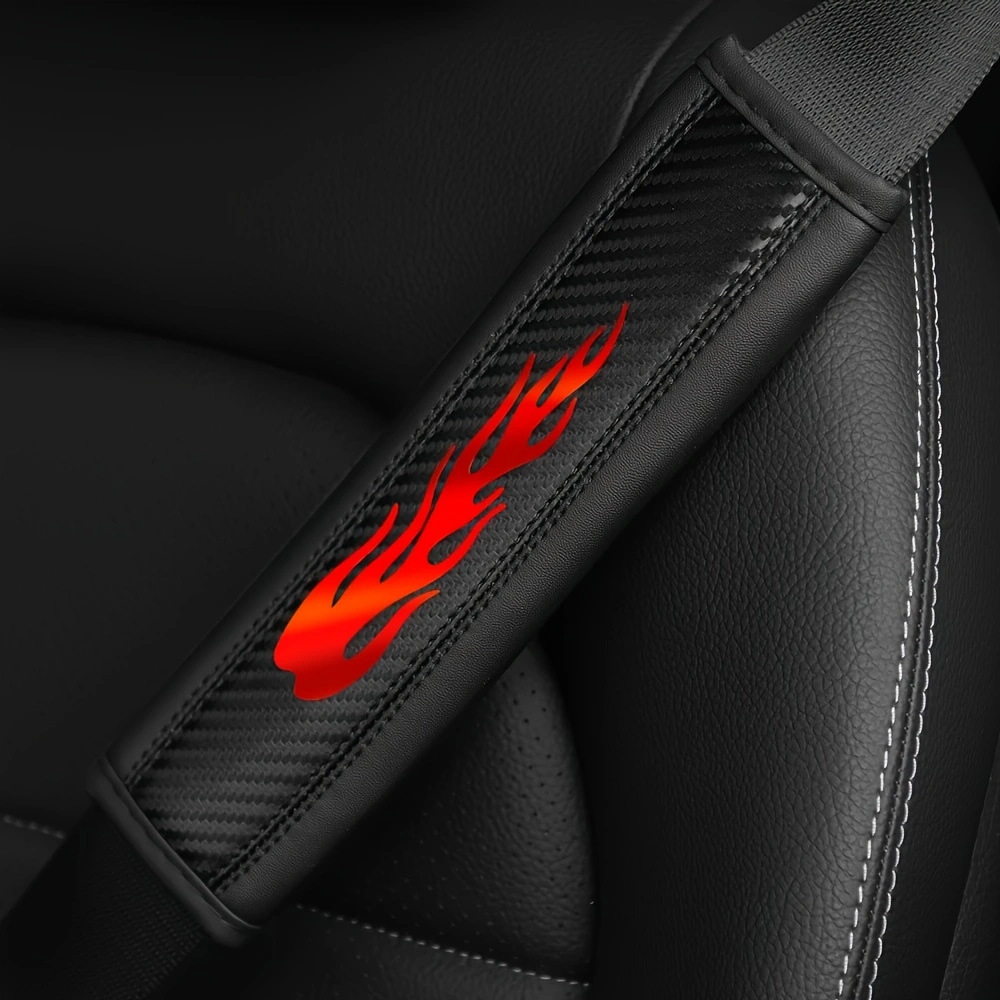 Amazon Temu Cross-Border Hot-Selling Flame-Patterned Seatbelt Shoulder Pads for Cars