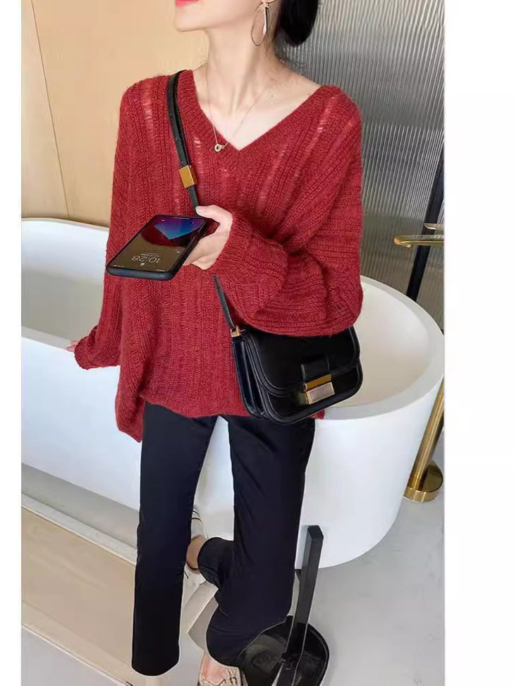 Blusa de Punto Calado con Agujeros para Mujer de Poliéster