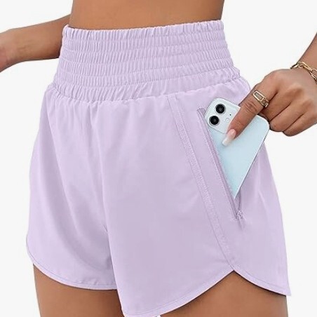 Cross-Border High-Waisted Running Shorts with Pockets, Lined to Prevent Exposure, Sports Casual Shorts, Gym Workout Shorts