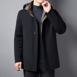 2025 Parka Men's Thickened Warm Winter Middle-Aged Dad Mink Velvet Removable Liner Hooded Handsome Jacket
