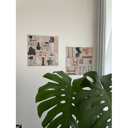 [Design Portfolio] Ins Blogger Art Coffee Shop Bauhaus Wall Sticker Hanging Painting Core Decorative Painting Sea