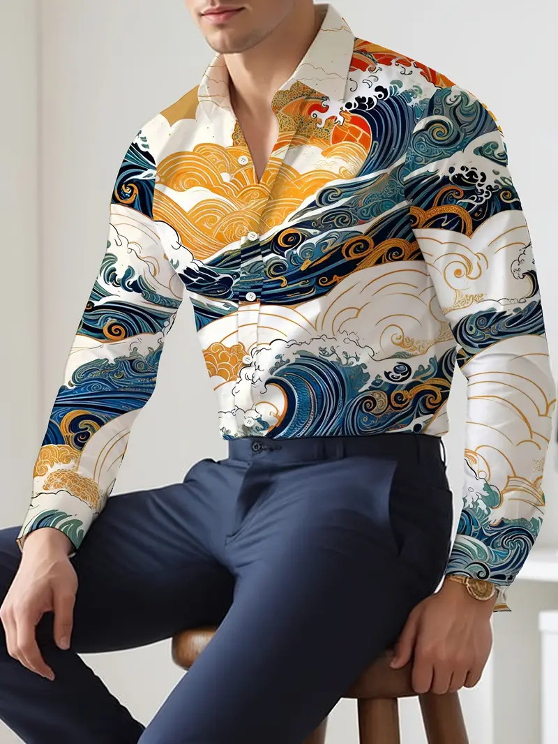 Productos europeos American Cross-border 2025 nueva tendencia de la moda casual de alta calidad cool guapo camisa de manga larga MB12