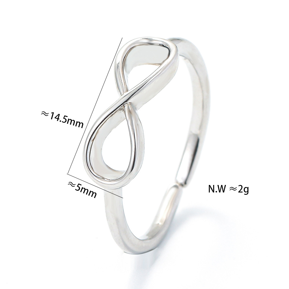 Fashion Style Foreign Trade Fashion Inverted Figure 8 Ring Temperament Simple Opening Adjustable Ring Minimalist Plain Ring
