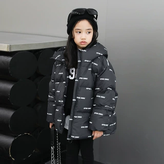 女童羽绒服亲子装加厚2024冬季新款小童中大童90绒连帽外套23091