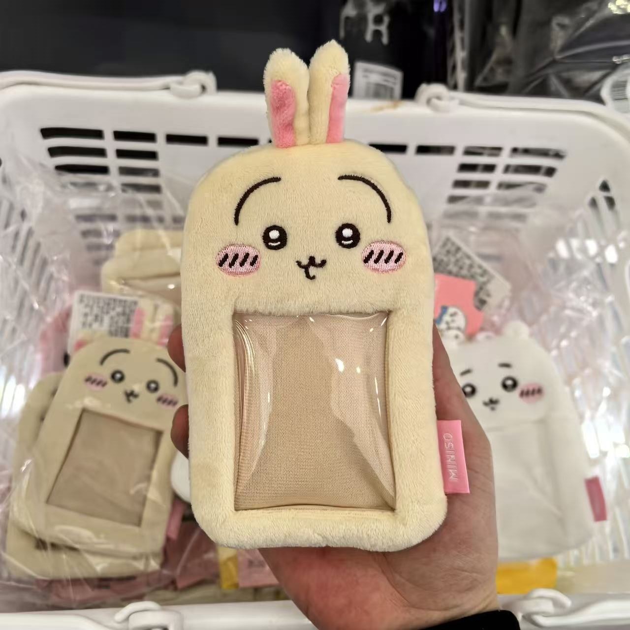 Cute ángel cerdo de peluche 3 pulgadas tarjeta de visualización tarjeta de estudiante colgante tarjeta de comida cubierta protectora