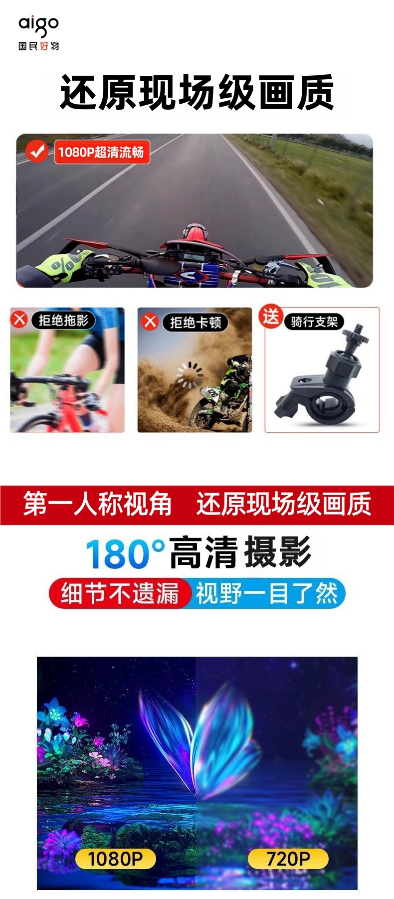 Patriot Sports Camera Recorder, High-Definition Video Recording Device, Wearable Camera for Electric Motorcycle Riding