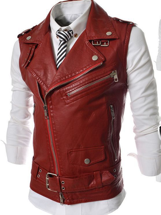 Ebay Foreign Trade Men's Lapel Leather Vest Korean Style Slim-fit PU Leather Sleeveless Jacket Multi-zipper Leather Waistcoat Men's Vest Ebay Foreign Trade Men's Lapel Leather Vest Korean Style Slim-fit PU Leather Sleeveless Jacket Multi-zipper Leather Waistcoat Men's Vest
