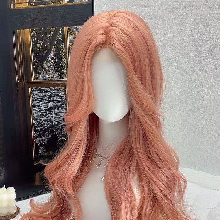 Dulce cos pomelo polvo largo rizado peluca fría de 8 caracteres encaje mate seda de alta temperatura blanco A07