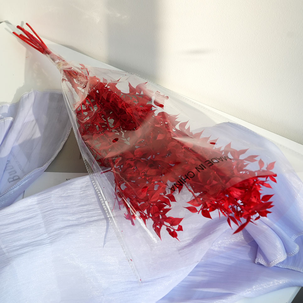 붉은 행운의 잎 한 다발