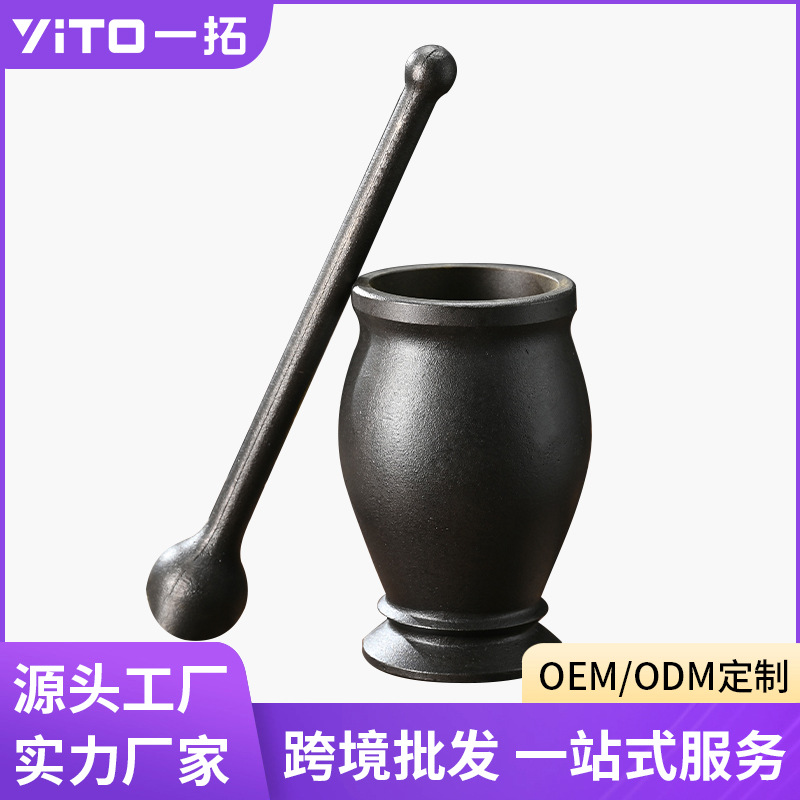 Cast Iron Mortar and Pestle Set for Crushing and Grinding, Suitable for Grinding Chili and Garlic