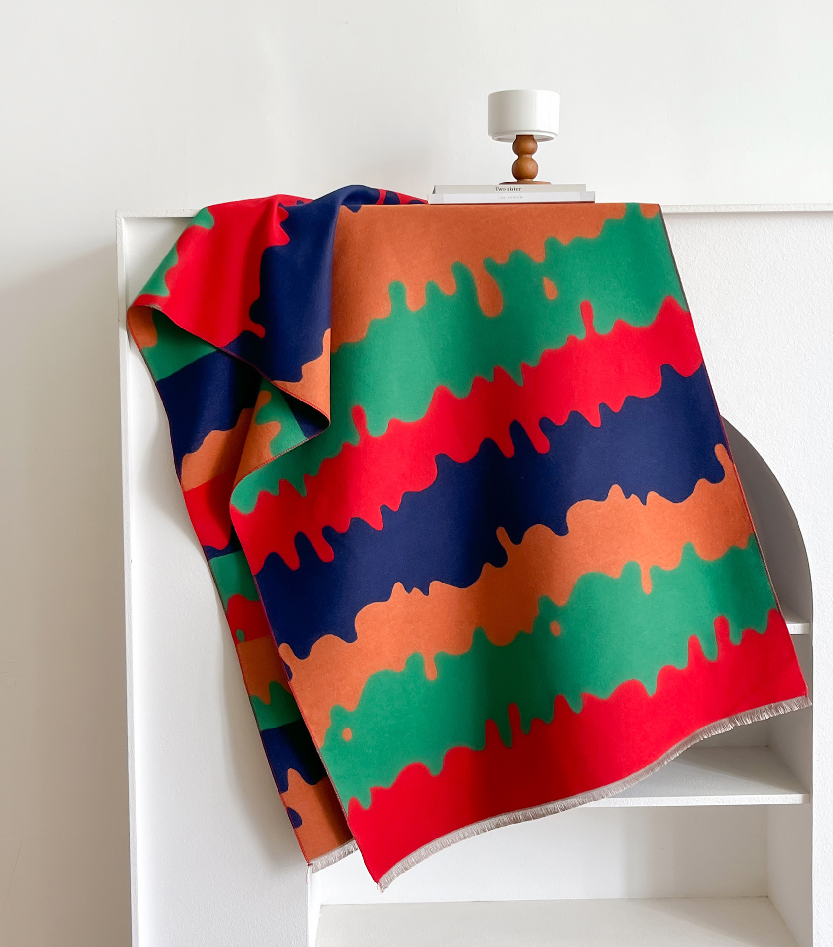 Comercio exterior nuevo color multicolor empalme bufandas de cashmere mujeres 2024 dulce estilo coreano versátil otoño invierno mantel cálido