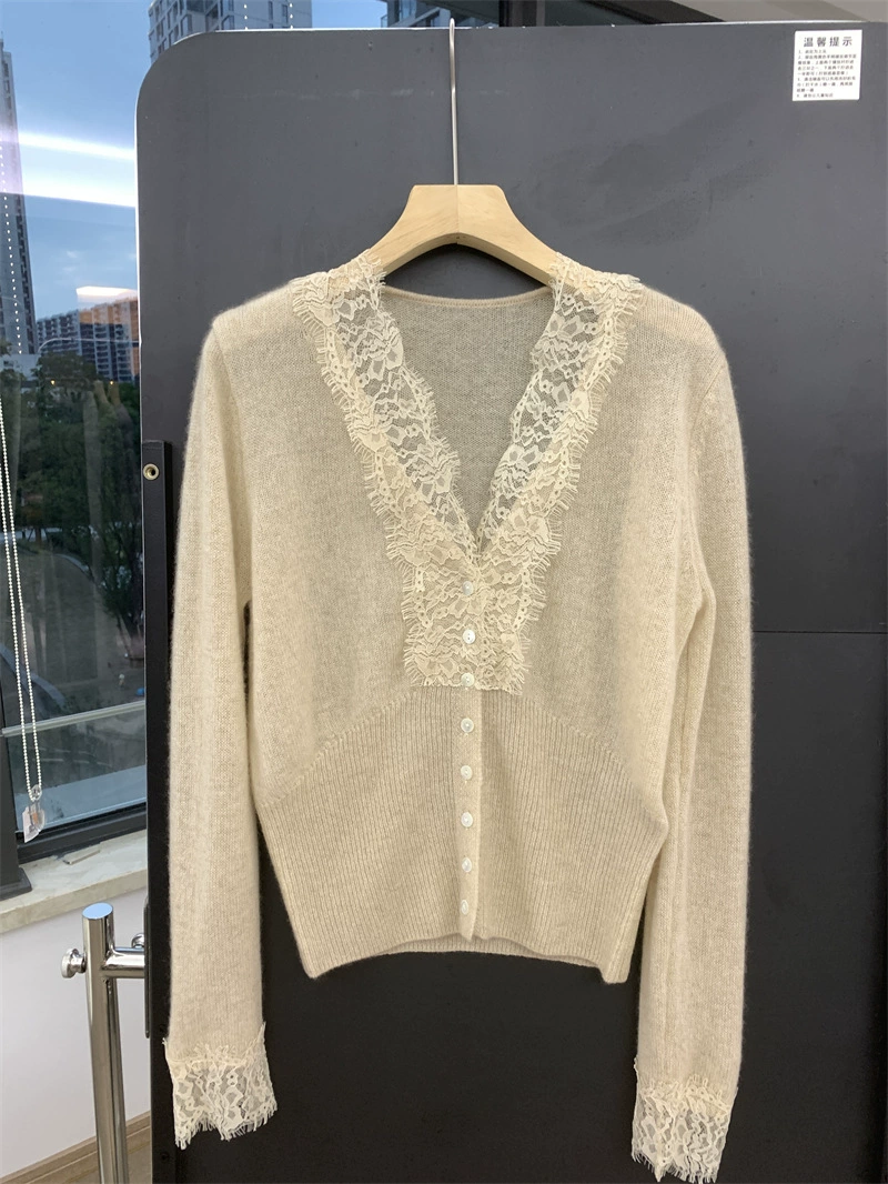 Кашемировая lace вязанный базовый кардиган, свитер изящный к телу