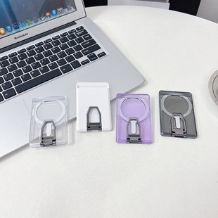 Suitable for iphone16 MagSafe Card Case Transparent Magnetic Card Case Mobile Phone Ring Bracket Three-in-One Back Clip