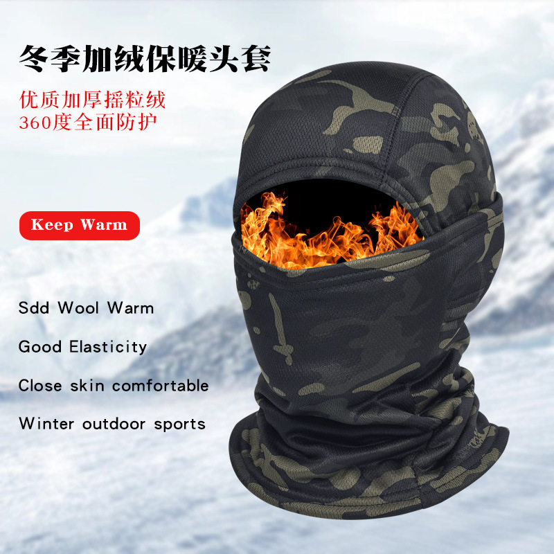 Pasamontañas táctico de camuflaje grueso para invierno, protección facial térmica para ciclismo o deportes al aire libre