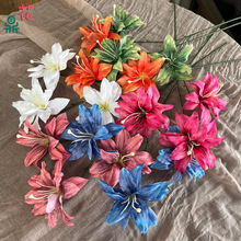 3头小百合 复古百合 油画风婚礼花墙布置绢花 舞台路引装饰仿真花