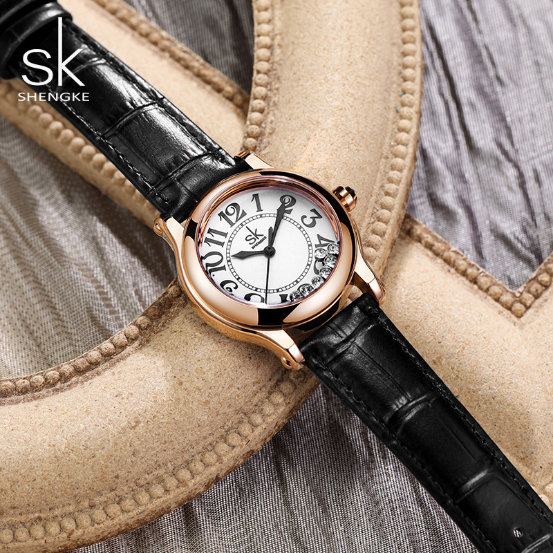 SK肖家ダイヤモンド女性手腕時計防水小衆軽豪華真皮ベルト金石英時計クロスボーダー代発腕時計女性