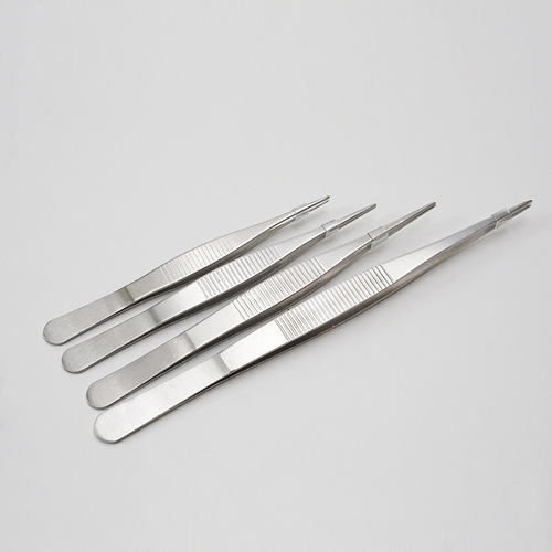 Stainless Steel Anatomical Tweezers, Pointed Tip, Toothed Lab Tweezers, Holding Forceps, Auxiliary Instrument Tweezers, Tissue Tweezers, 125mm to 200mm