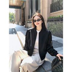 洋气高级感独特漂亮棒球服女春秋2025新款休闲宽松黑色夹克短外套
