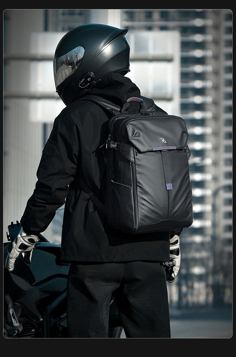 New Dual Shoulder Backpack for Men Fashion Travel Backpack with Reflective Strips Trendy Functional Large Capacity Motorcycle Laptop School Bag