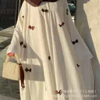 Ближневосточная арабская женская одежда 2025 Dubai abaya новый большой размер расклешенные рукава платье с бантом